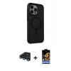 MARSİLYAN™- iPhone 15 Pro Max Kılıf Çekirdek Yansıma Prime - Siyah Buffer Hayalet Cam Ekran Koruyucu + Raze Metal Kamera Lens - LT