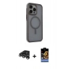 MARSİLYAN™- iPhone 15 Pro Max Kılıf Çekirdek Yansıma Prime - Siyah Buffer Hayalet Cam Ekran Koruyucu + Raze Metal Kamera Lens - GS