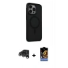 MARSİLYAN™- iPhone 15 Pro Max Kılıf Çekirdek Yansıma Prime - Siyah Buffer Hayalet Cam Ekran Koruyucu + Raze Metal Kamera Lens - GS