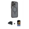 MARSİLYAN™- iPhone 15 Pro Max Kılıf Çekirdek Yansıma Prime - Siyah Buffer Hayalet Cam Ekran Koruyucu + Raze Metal Kamera Lens - LT