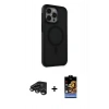 MARSİLYAN™- iPhone 15 Pro Max Kılıf Çekirdek Yansıma Prime - Siyah Buffer Hayalet Cam Ekran Koruyucu + Raze Metal Kamera Lens - TMGI