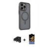 MARSİLYAN™- iPhone 15 Pro Max Kılıf Çekirdek Yansıma Prime - Siyah Buffer Hayalet Cam Ekran Koruyucu + Raze Metal Kamera Lens - TMGI