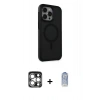 MARSİLYAN™- iPhone 15 Pro Max Kılıf Çekirdek Yansıma Prime - Siyah Joko Magic 5D Cam + PVD Metal Kamera Lens - GS