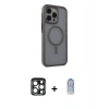 MARSİLYAN™- iPhone 15 Pro Max Kılıf Çekirdek Yansıma Prime - Siyah Joko Magic 5D Cam + Lacivert PVD Metal Kamera Lens