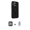 MARSİLYAN™- iPhone 15 Pro Max Kılıf Çekirdek Yansıma Prime - Siyah Joko Magic 5D Cam + PVD Metal Kamera Lens - GI