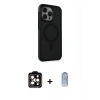 MARSİLYAN™- iPhone 15 Pro Max Kılıf Çekirdek Yansıma Prime - Siyah Joko Magic 5D Cam + PVD Metal Kamera Lens - TU