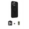 MARSİLYAN™- iPhone 15 Pro Max Kılıf Çekirdek Yansıma Prime - Siyah Joko Magic 5D Hayalet Cam + PVD Metal Kamera Lens - TU