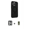 MARSİLYAN™- iPhone 15 Pro Max Kılıf Çekirdek Yansıma Prime - Siyah Joko Magic 5D Hayalet Cam + PVD Metal Kamera Lens - LT