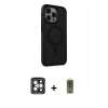 MARSİLYAN™- iPhone 15 Pro Max Kılıf Çekirdek Yansıma Prime - Siyah Joko Magic 5D Hayalet Cam + PVD Metal Kamera Lens - GI