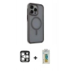 MARSİLYAN™- iPhone 15 Pro Max Kılıf Çekirdek Yansıma Prime - Siyah Polymer Nano Ekran Koruyucu + PVD Metal Kamera Lens - GS