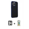 MARSİLYAN™- iPhone 15 Pro Max Kılıf Çekirdek Yansıma Prime - Siyah Polymer Nano Ekran Koruyucu + PVD Metal Kamera Lens - GS