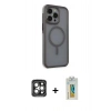 MARSİLYAN™- iPhone 15 Pro Max Kılıf Çekirdek Yansıma Prime - Siyah Polymer Nano Ekran Koruyucu + PVD Metal Kamera Lens - GI