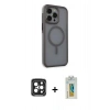 MARSİLYAN™- iPhone 15 Pro Max Kılıf Çekirdek Yansıma Prime - Siyah Polymer Nano Ekran Koruyucu + PVD Metal Kamera Lens - SH