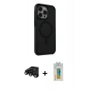 MARSİLYAN™- iPhone 15 Pro Max Kılıf Çekirdek Yansıma Prime - Siyah Polymer Nano Ekran Koruyucu + Raze Metal Kamera Lens - SH