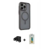 MARSİLYAN™- iPhone 15 Pro Max Kılıf Çekirdek Yansıma Prime - Siyah Polymer Nano Ekran Koruyucu + Raze Metal Kamera Lens - SH