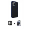 MARSİLYAN™- iPhone 15 Pro Max Kılıf Çekirdek Yansıma Prime - Siyah Vanessa Magic Cam + Gri PVD Metal Kamera Lens