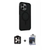 MARSİLYAN™- iPhone 15 Pro Max Kılıf Çekirdek Yansıma Prime - Siyah Vanessa Magic Cam + PVD Metal Kamera Lens - TU