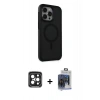 MARSİLYAN™- iPhone 15 Pro Max Kılıf Çekirdek Yansıma Prime - Siyah Vanessa Magic Cam + PVD Metal Kamera Lens - SH