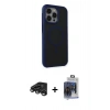 MARSİLYAN™- iPhone 15 Pro Max Kılıf Çekirdek Yansıma Prime - Siyah Vanessa Magic Cam + Titanyum Gri Raze Metal Kamera Lens