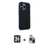 MARSİLYAN™- iPhone 15 Pro Max Kılıf Çekirdek Yansıma Prime - Siyah Vanessa Magic Hayalet Cam + Gri PVD Metal Kamera Lens