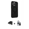 MARSİLYAN™- iPhone 15 Pro Max Kılıf Çekirdek Yansıma Prime - Siyah Vanessa Magic Hayalet Cam + Raze Metal Kamera Lens - GS