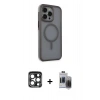 MARSİLYAN™- iPhone 15 Pro Max Kılıf Çekirdek Yansıma Prime - Siyah Vanessa Magic Hayalet Cam + PVD Metal Kamera Lens - LT