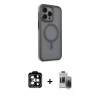 MARSİLYAN™- iPhone 15 Pro Max Kılıf Çekirdek Yansıma Prime - Siyah Vanessa Magic Hayalet Cam + PVD Metal Kamera Lens - TU