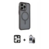 MARSİLYAN™- iPhone 15 Pro Max Kılıf Çekirdek Yansıma Prime - Siyah Vanessa Magic Hayalet Cam + PVD Metal Kamera Lens - GS