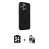 MARSİLYAN™- iPhone 15 Pro Max Kılıf Çekirdek Yansıma Prime - Siyah Vanessa Magic Hayalet Cam + PVD Metal Kamera Lens - TU