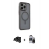 MARSİLYAN™- iPhone 15 Pro Max Kılıf Çekirdek Yansıma Prime - Siyah Vanessa Magic Hayalet Cam + Raze Metal Kamera Lens - TMGI