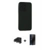MARSİLYAN™- iPhone 15 Pro Max Kılıf Doruk Asil Koleksiyonu - Siyah 3D Antistatik Hayalet Cam Ekran Koruyucu + Raze Metal Kamera Lens - TMGI