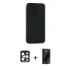 MARSİLYAN™- iPhone 15 Pro Max Kılıf Doruk Asil Koleksiyonu - Siyah 3D Antistatik Hayalet Cam Ekran Koruyucu + PVD Metal Kamera Lens - LT