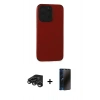 MARSİLYAN™- iPhone 15 Pro Max Kılıf Doruk Asil Koleksiyonu - Siyah 3D Antistatik Hayalet Cam Ekran Koruyucu + Raze Metal Kamera Lens - TMGI
