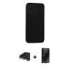MARSİLYAN™- iPhone 15 Pro Max Kılıf Doruk Asil Koleksiyonu - Siyah 3D Antistatik Hayalet Cam Ekran Koruyucu + Raze Metal Kamera Lens - TMGI
