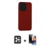 MARSİLYAN™- iPhone 15 Pro Max Kılıf Doruk Asil Koleksiyonu - Siyah 3D Antistatik Mat Seramik Nano Ekran Koruyucu + PVD Metal Kamera Lens - SH