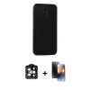 MARSİLYAN™- iPhone 15 Pro Max Kılıf Doruk Asil Koleksiyonu - Siyah 3D Antistatik Mat Seramik Nano Ekran Koruyucu + PVD Metal Kamera Lens - TU