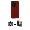 MARSİLYAN™- iPhone 15 Pro Max Kılıf Doruk Asil Koleksiyonu - Siyah 3D Antistatik Mat Seramik Nano Ekran Koruyucu + PVD Metal Kamera Lens - TU