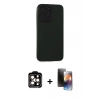 MARSİLYAN™- iPhone 15 Pro Max Kılıf Doruk Asil Koleksiyonu - Siyah 3D Antistatik Mat Seramik Nano Ekran Koruyucu + PVD Metal Kamera Lens - TU