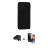 MARSİLYAN™- iPhone 15 Pro Max Kılıf Doruk Asil Koleksiyonu - Siyah 3D Antistatik Mat Seramik Nano Ekran Koruyucu + Gümüş Raze Metal Kamera Lens