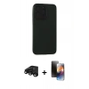 MARSİLYAN™- iPhone 15 Pro Max Kılıf Doruk Asil Koleksiyonu - Siyah 3D Antistatik Mat Seramik Nano Ekran Koruyucu + Raze Metal Kamera Lens - SH