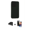 MARSİLYAN™- iPhone 15 Pro Max Kılıf Doruk Asil Koleksiyonu - Siyah 3D Antistatik Mat Seramik Nano Ekran Koruyucu + Gümüş Raze Metal Kamera Lens