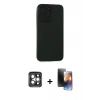 MARSİLYAN™- iPhone 15 Pro Max Kılıf Doruk Asil Koleksiyonu - Siyah 3D Antistatik Mat Seramik Nano Ekran Koruyucu + PVD Metal Kamera Lens - GI