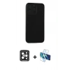 MARSİLYAN™- iPhone 15 Pro Max Kılıf Doruk Asil Koleksiyonu - Siyah 3D Antistatik Seramik Nano Ekran Koruyucu + PVD Metal Kamera Lens - SH
