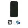 MARSİLYAN™- iPhone 15 Pro Max Kılıf Doruk Asil Koleksiyonu - Siyah 3D Antistatik Seramik Nano Ekran Koruyucu + PVD Metal Kamera Lens - LT