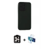 MARSİLYAN™- iPhone 15 Pro Max Kılıf Doruk Asil Koleksiyonu - Siyah 3D Antistatik Seramik Nano Ekran Koruyucu + PVD Metal Kamera Lens - TU