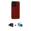 MARSİLYAN™- iPhone 15 Pro Max Kılıf Doruk Asil Koleksiyonu - Siyah 3D Antistatik Seramik Nano Ekran Koruyucu + Raze Metal Kamera Lens - TMGI