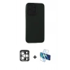 MARSİLYAN™- iPhone 15 Pro Max Kılıf Doruk Asil Koleksiyonu - Siyah 3D Antistatik Seramik Nano Ekran Koruyucu + PVD Metal Kamera Lens - GS