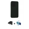 MARSİLYAN™- iPhone 15 Pro Max Kılıf Doruk Asil Koleksiyonu - Siyah 3D Antistatik Seramik Nano Ekran Koruyucu + Raze Metal Kamera Lens - GS