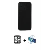 MARSİLYAN™- iPhone 15 Pro Max Kılıf Doruk Asil Koleksiyonu - Siyah 3D Antistatik Seramik Nano Ekran Koruyucu + PVD Metal Kamera Lens - LT