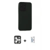 MARSİLYAN™- iPhone 15 Pro Max Kılıf Doruk Asil Koleksiyonu - Siyah Bilvis 0.18mm Plus Cam Ekran Koruyucu + PVD Metal Kamera Lens - GS